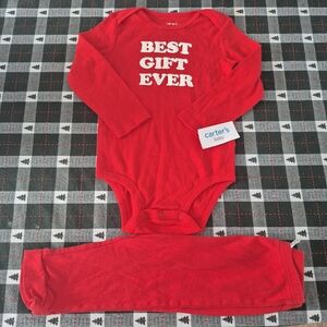 NWT Carters Unisex Red Cotton Onsie + Legging Set 24M